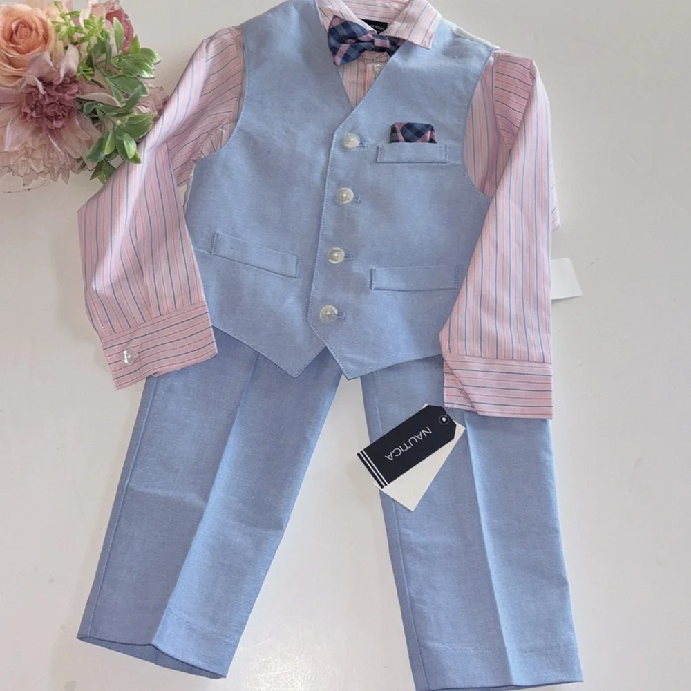 Boys Easter Suit Size 4 Matching Vest and pants Ring Bearer Suit Blue NWT